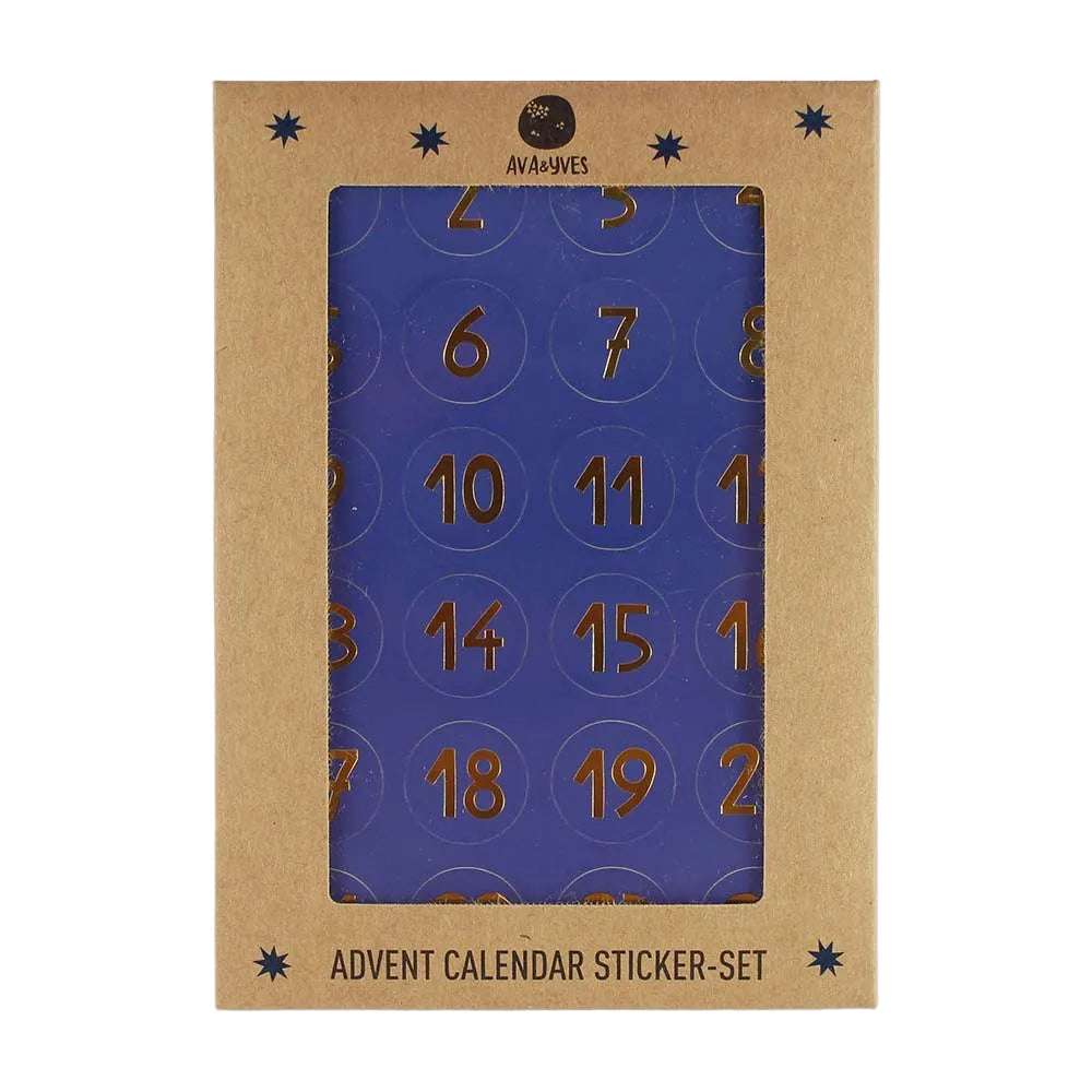 Adventskalender Sticker Set, blau/gold
