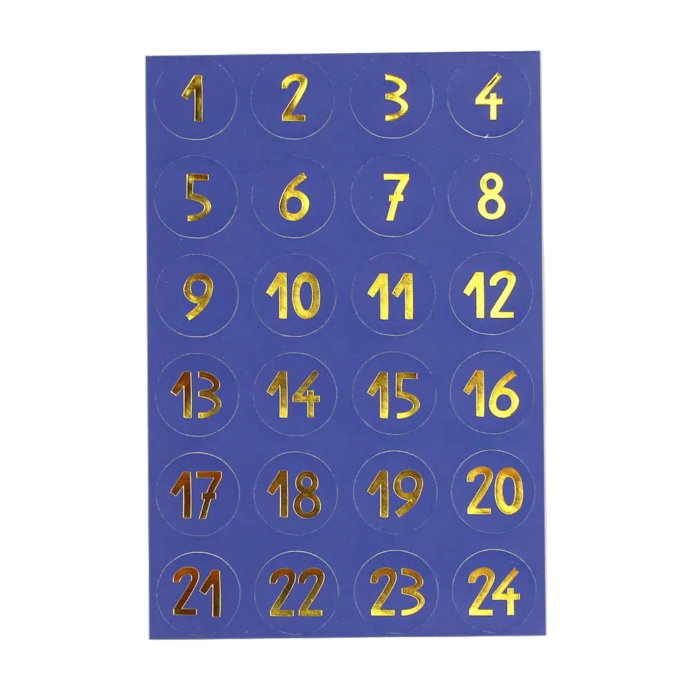 Adventskalender Sticker Set, blau/gold