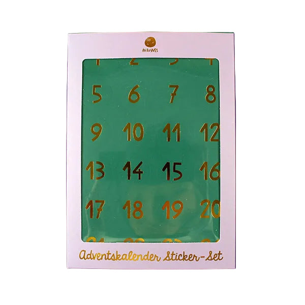 Adventskalender Sticker Set, grün/gold