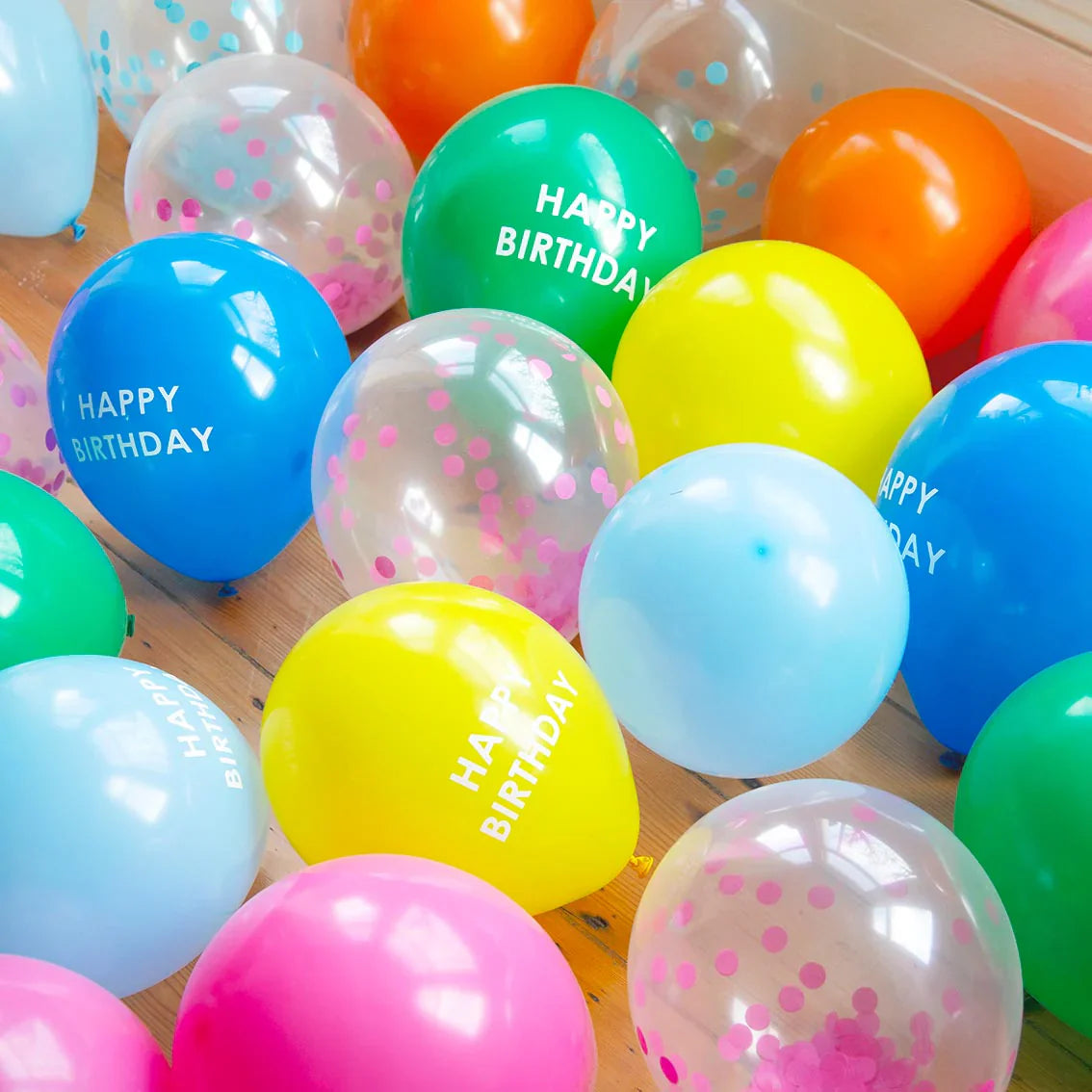 Happy Birthday Ballons mit Konfetti