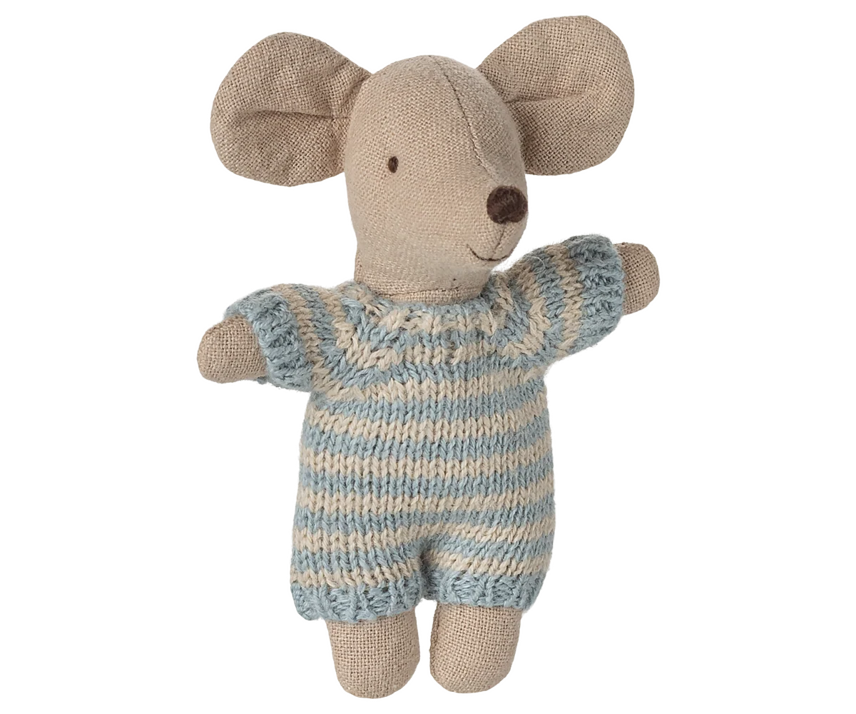 Babymaus in Tragetasche, blau