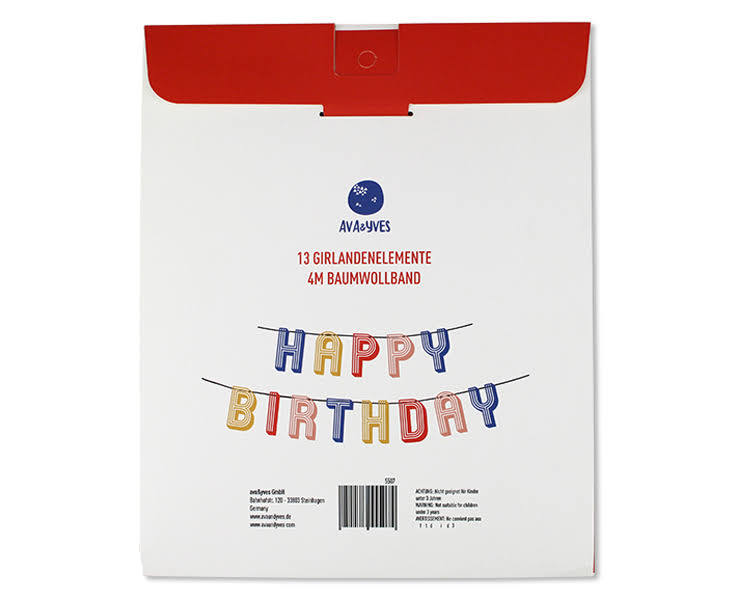 Girlande Happy Birthday, streifen