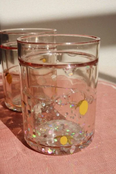 Glitzerbecher Zitrone