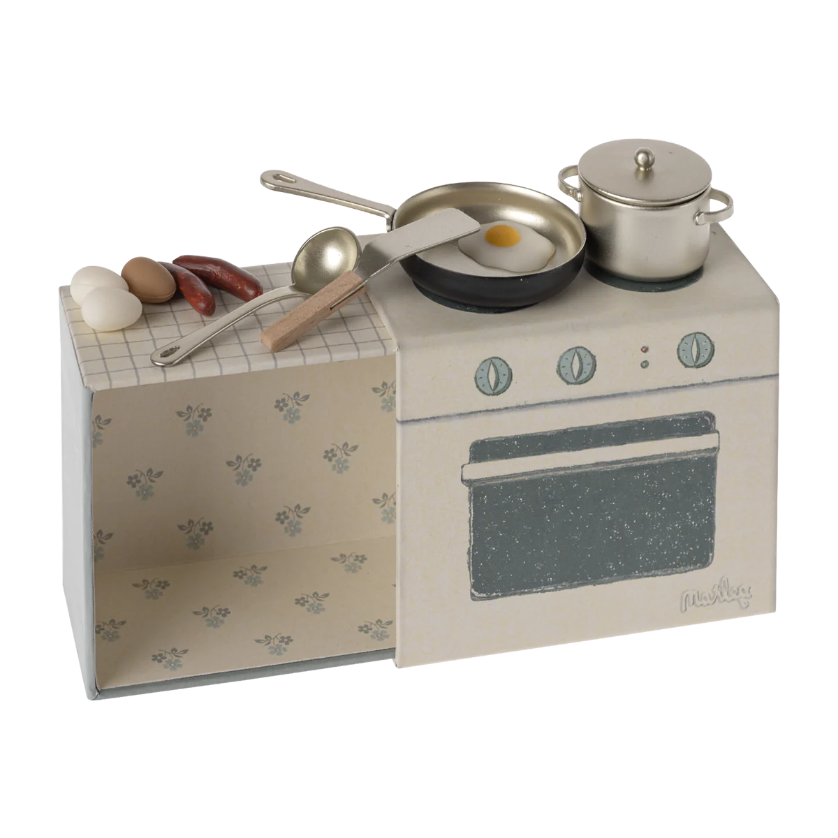 Miniatur-Küche mit Kochutensilien Vintage